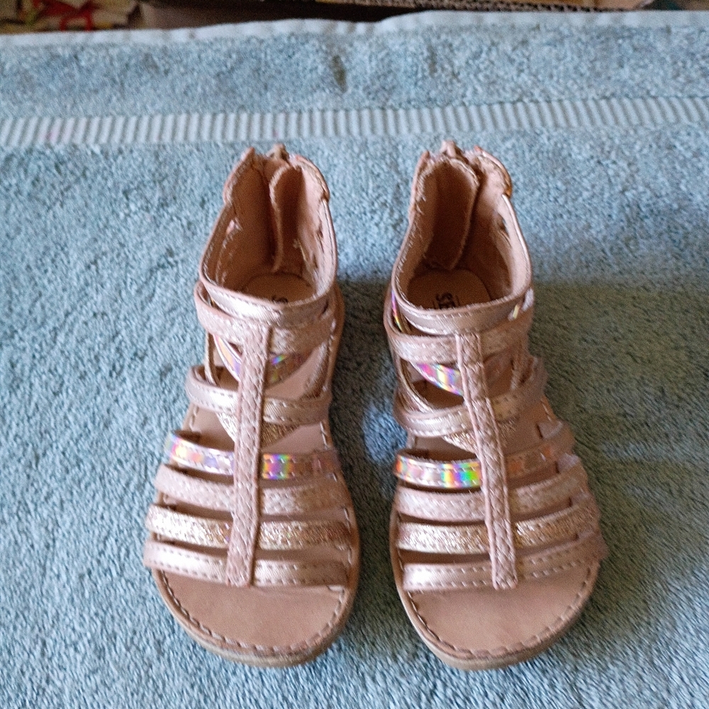 Girls Seychelles Rose Gold Sparkle Sandals‎ Sz 7